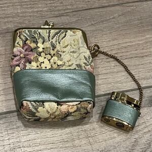 Vintage Noymer Tapestry Fabric Cigarette Case with Attached Lighter